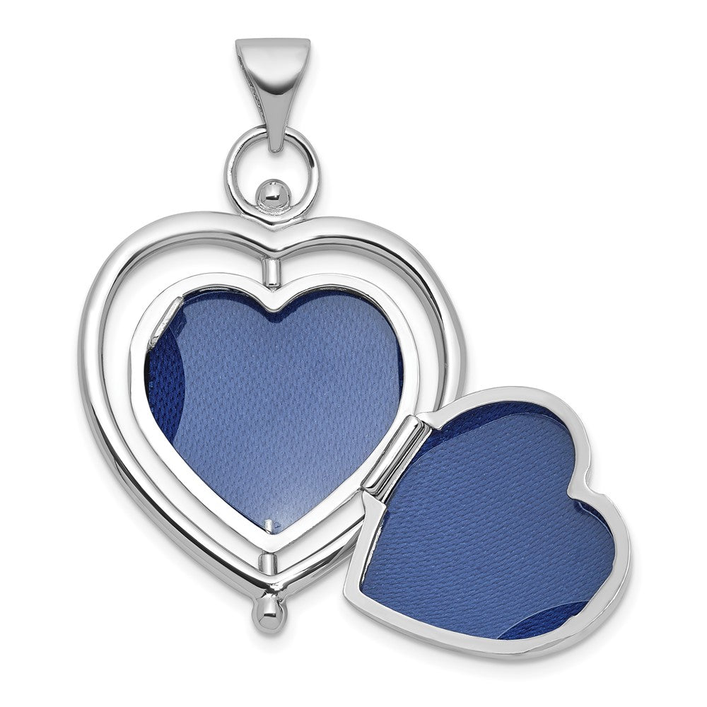SS RH-plate Tree Of Life Flowers Spinning Reversible 15mm Heart Locket