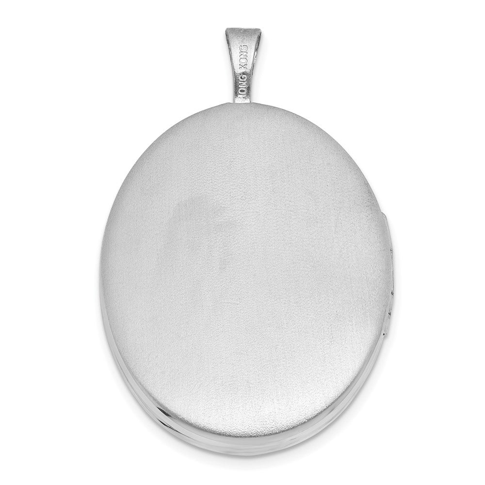 SS RH-pl Brushed And Polished Diamond Hearts 26mm Oval Locket