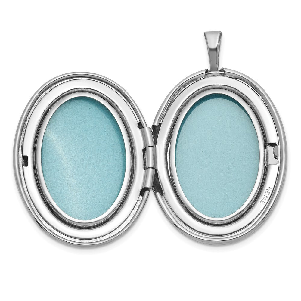 SS RH-pl Brushed And Polished Diamond Hearts 26mm Oval Locket