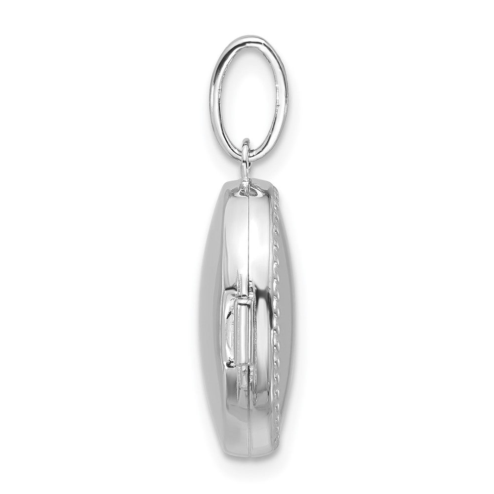 Sterling Silver Rhodium-plated Polished with Border 17mm Oval Locket