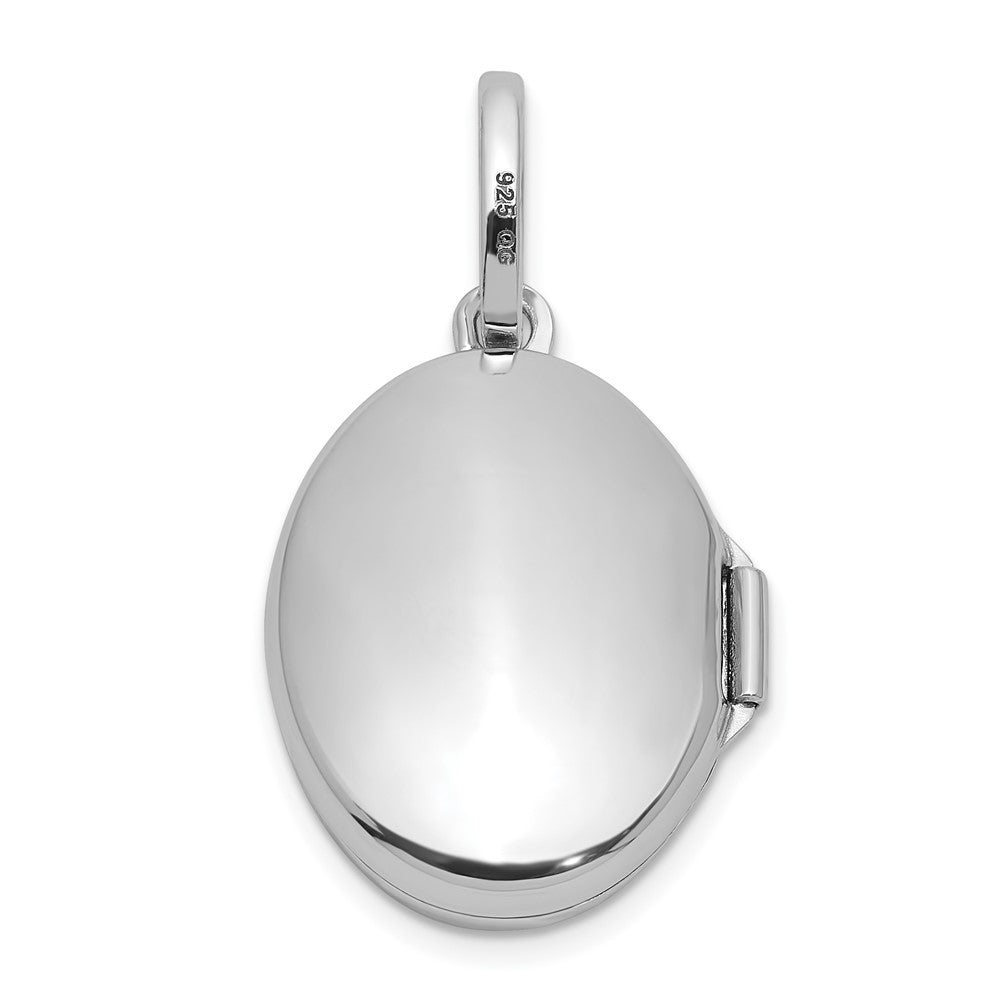 Sterling Silver Rhodium-plated Polished with Border 17mm Oval Locket