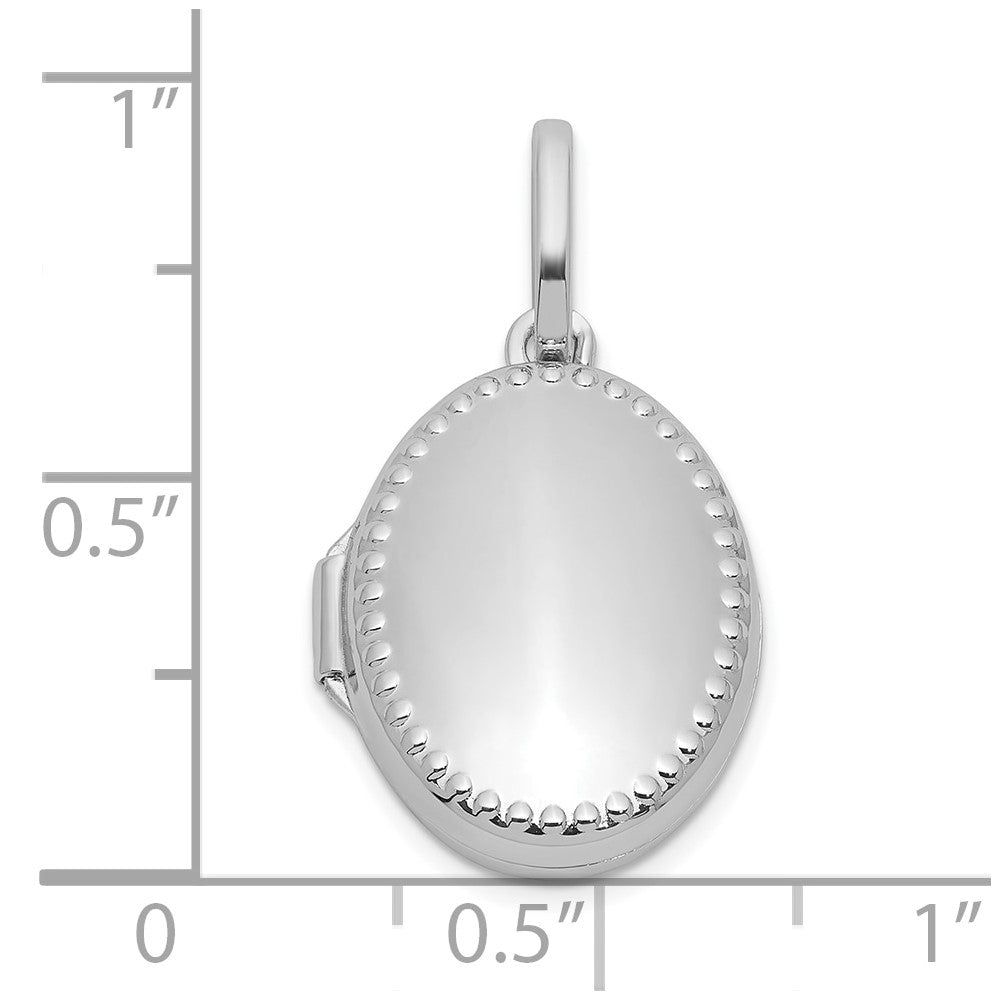 Sterling Silver Rhodium-plated Polished with Border 17mm Oval Locket