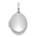 Sterling Silver Rhodium-plated Polished with Border 17mm Oval Locket