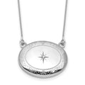 Sterling Silver RH-pl Diamond Floral 20mm Oval Locket w/2 in ext. Necklace
