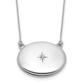 Sterling Silver RH-pl Diamond 20mm Oval Locket w/2 in ext. Necklace