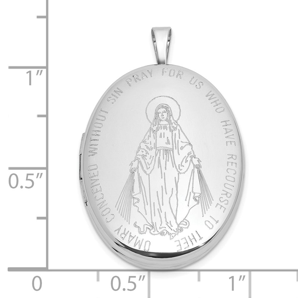 SS RH-pl Brushed And Polished Miraculous Medal 20mm Oval Locket