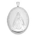 SS RH-pl Brushed And Polished Miraculous Medal 20mm Oval Locket