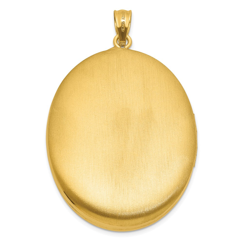 SS Gold-plated Brushed And Polished Fleur De Lis 28mm Oval Locket