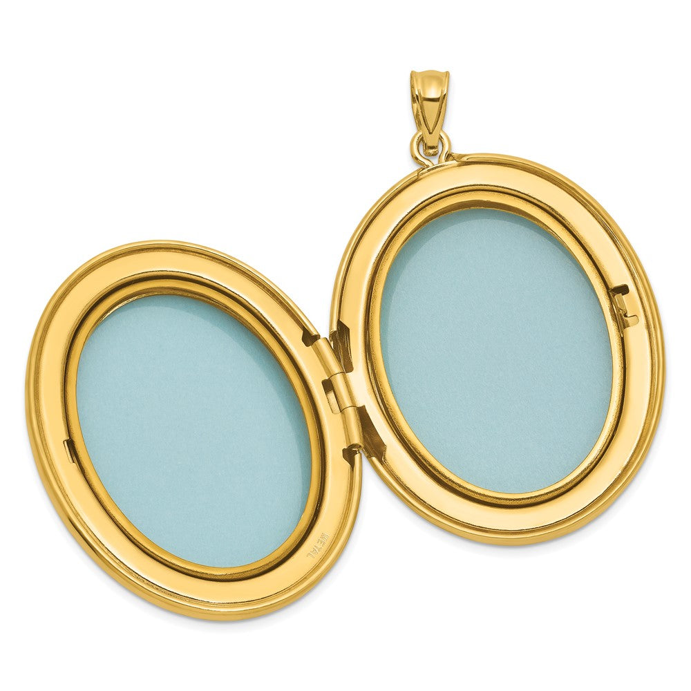 SS Gold-plated Brushed And Polished Fleur De Lis 28mm Oval Locket