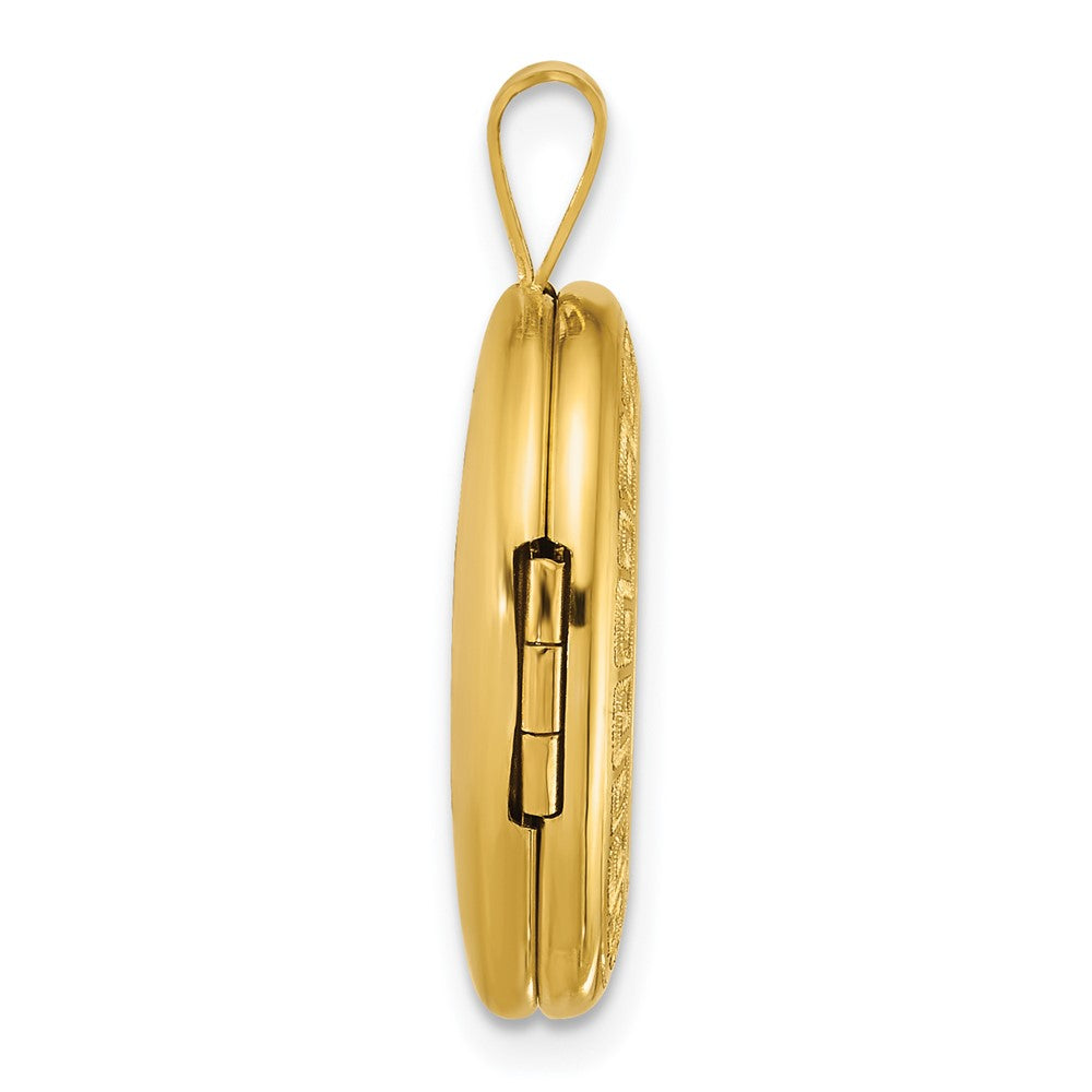 SS Gold-plated Brushed And Polished Greek Key 19mm Oval Locket