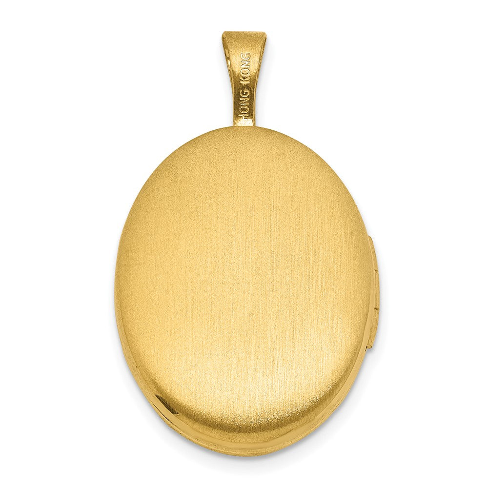 SS Gold-plated Brushed And Polished Greek Key 19mm Oval Locket