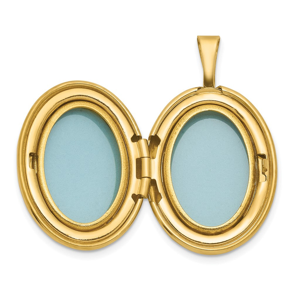 SS Gold-plated Brushed And Polished Greek Key 19mm Oval Locket
