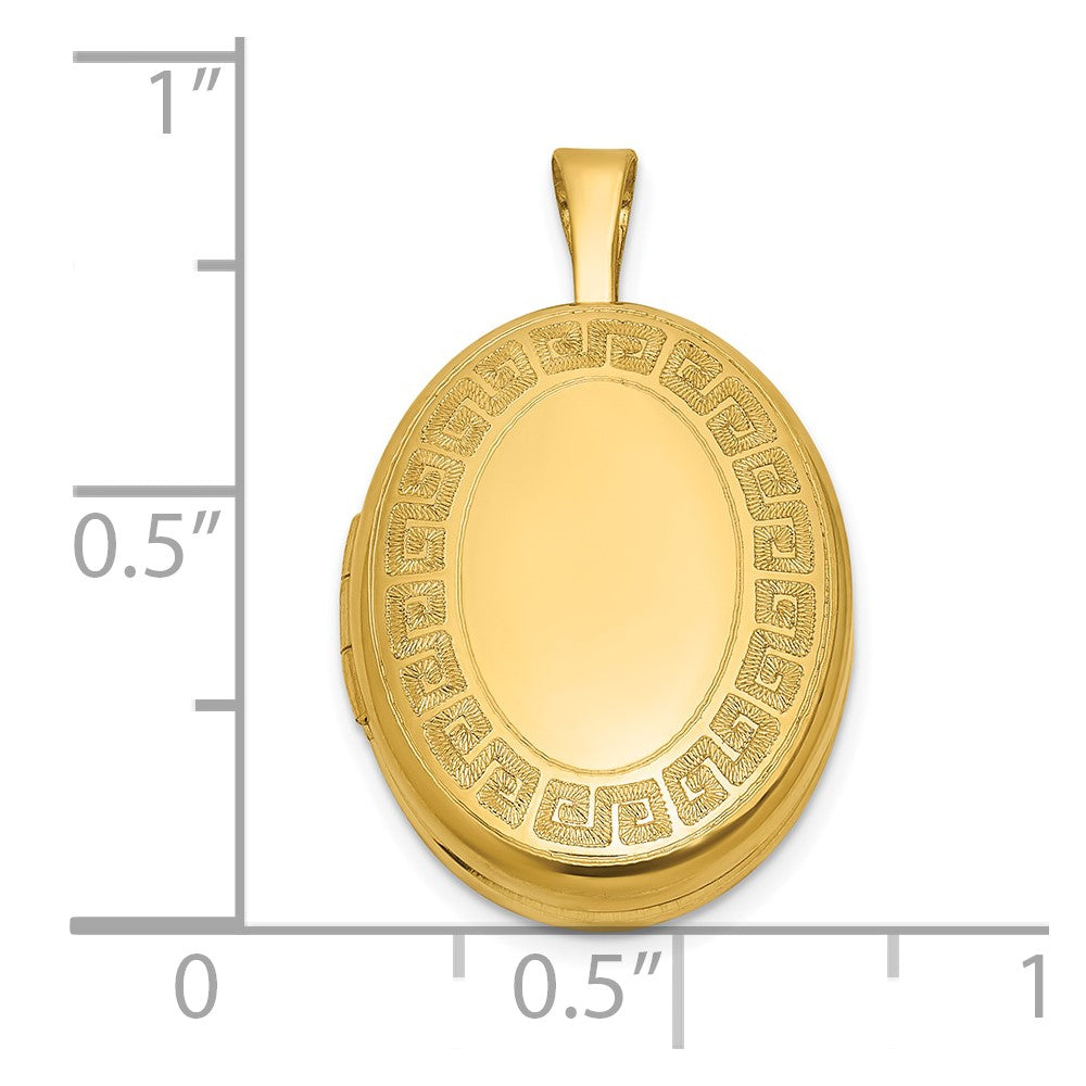 SS Gold-plated Brushed And Polished Greek Key 19mm Oval Locket
