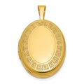 SS Gold-plated Brushed And Polished Greek Key 19mm Oval Locket