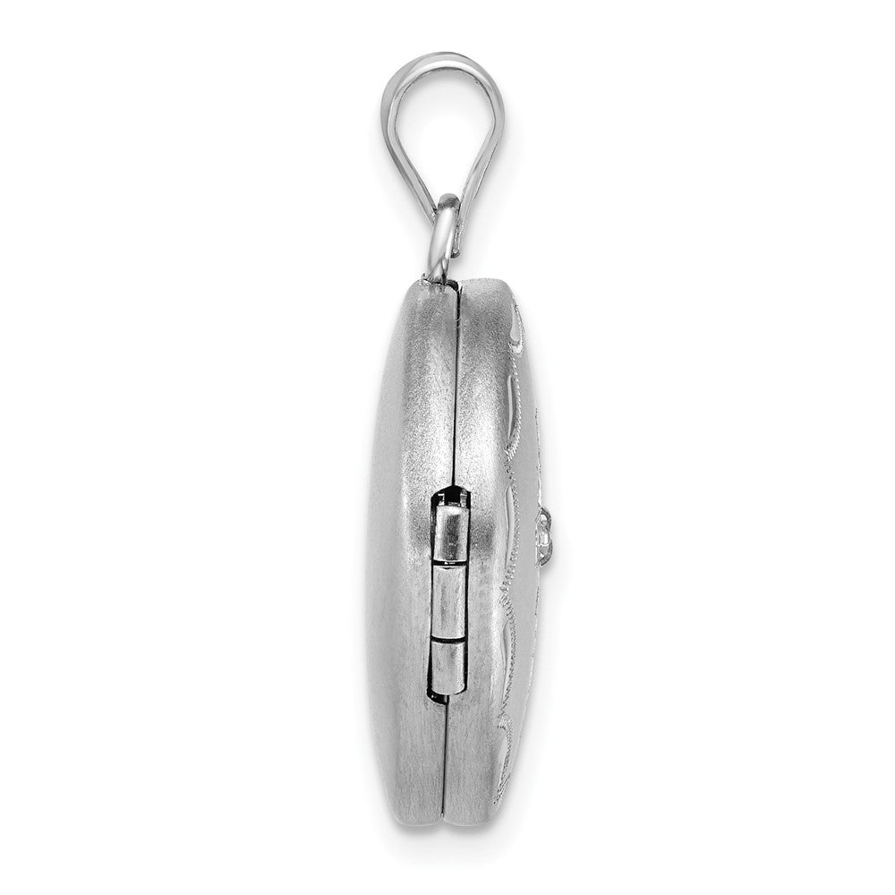SS RH-pl Brushed And Polished Diamond Cross 20mm Round Locket