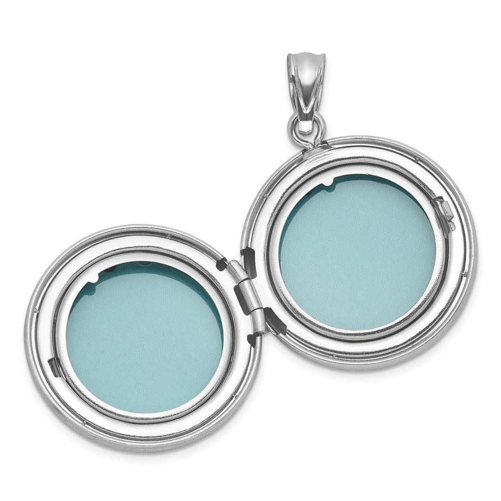 SS RH-pl Brushed And Polished Diamond Cross 20mm Round Locket