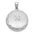SS RH-pl Brushed And Polished Diamond Cross 20mm Round Locket