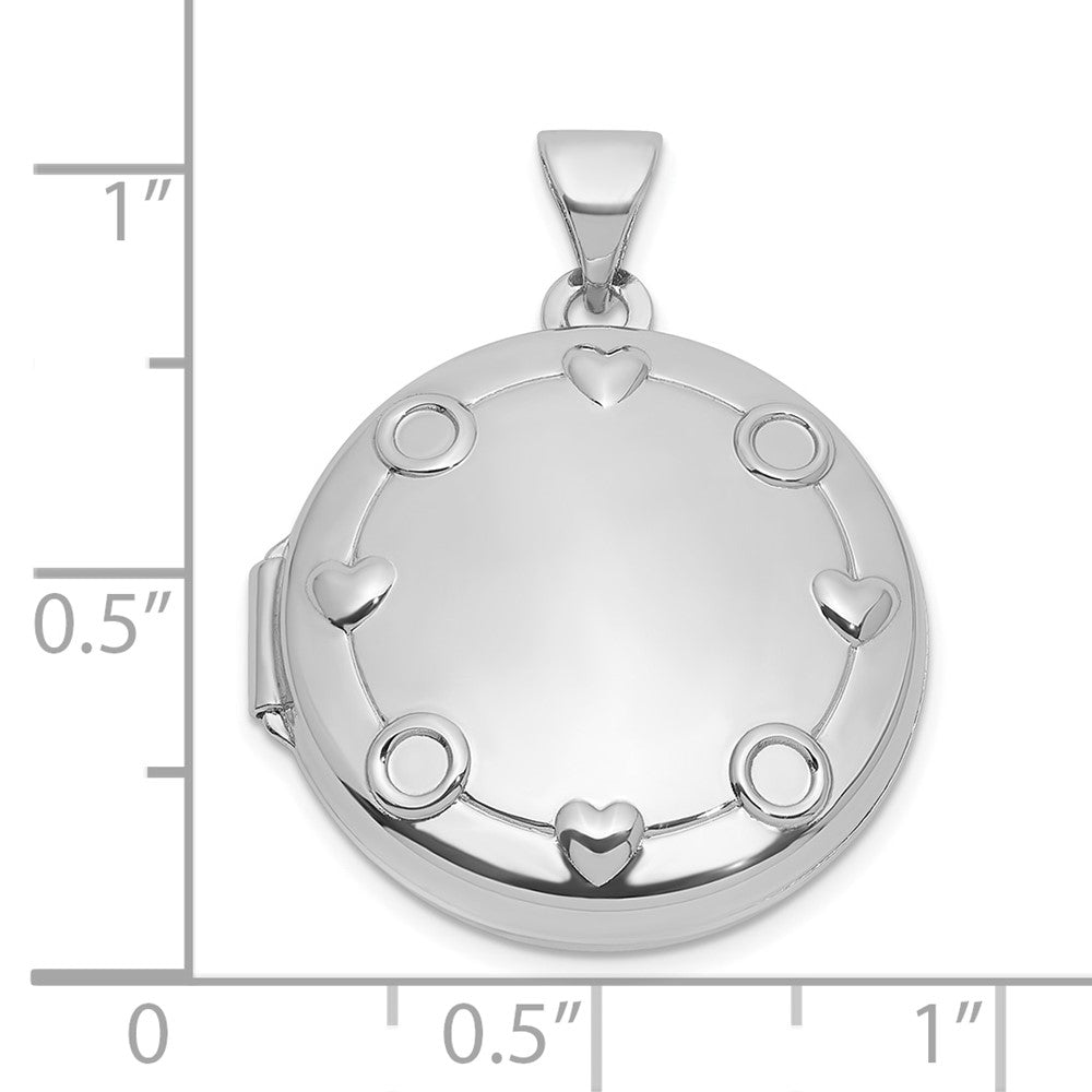 SS RH-plated Our Circle Of Love.. Reversible Hearts 20mm Round Locket