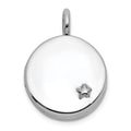 Sterling Silver RH-plated Polished Star On 10mm Round Locket