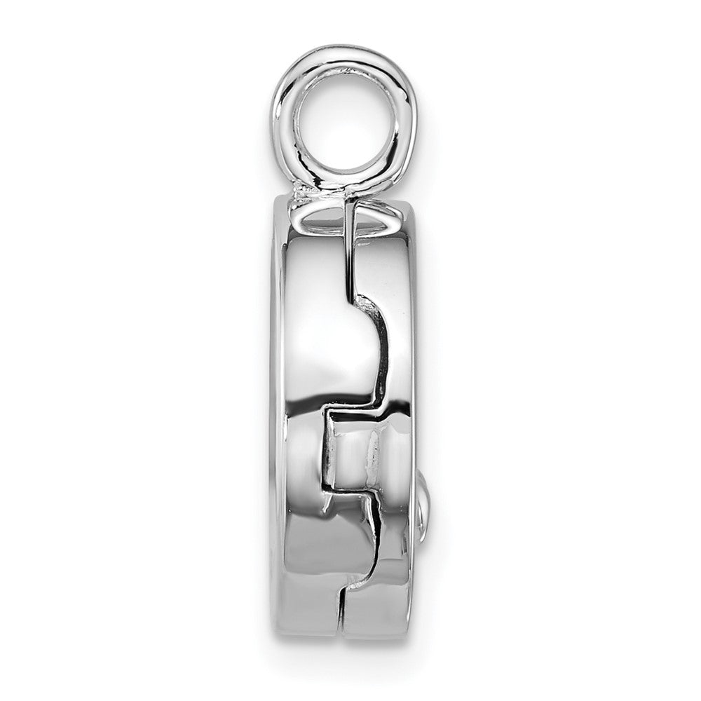 Sterling Silver RH-plated Polished Heart On 10mm Round Locket
