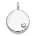 Sterling Silver RH-plated Polished Heart On 10mm Round Locket