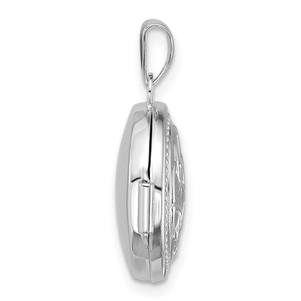 Sterling Silver Rhodium-plated Polished 16mm Celtic Round Locket