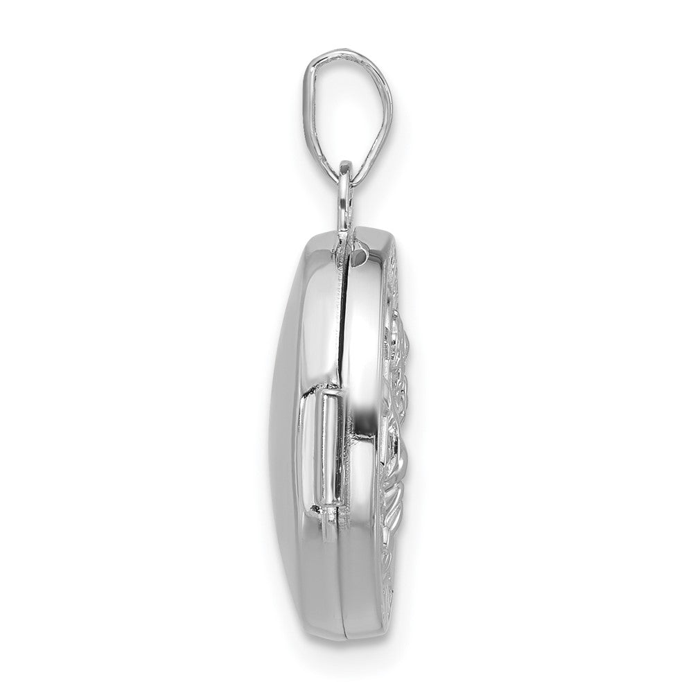 Sterling Silver RH-plated St. Christopher Protect Us 16mm Round Locket