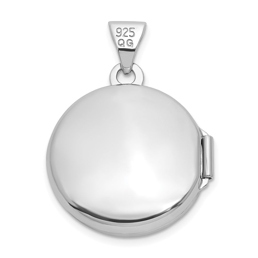 Sterling Silver RH-plated St. Christopher Protect Us 16mm Round Locket