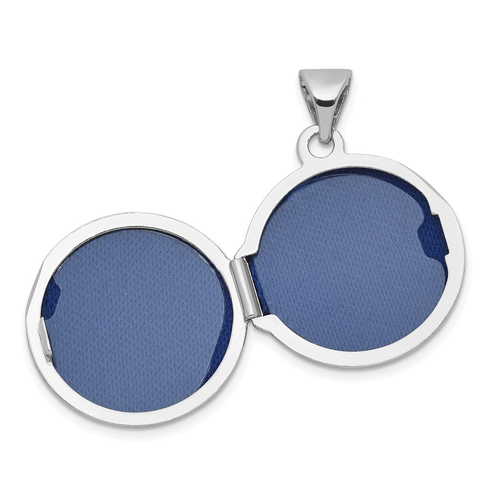 Sterling Silver RH-plated St. Christopher Protect Us 16mm Round Locket