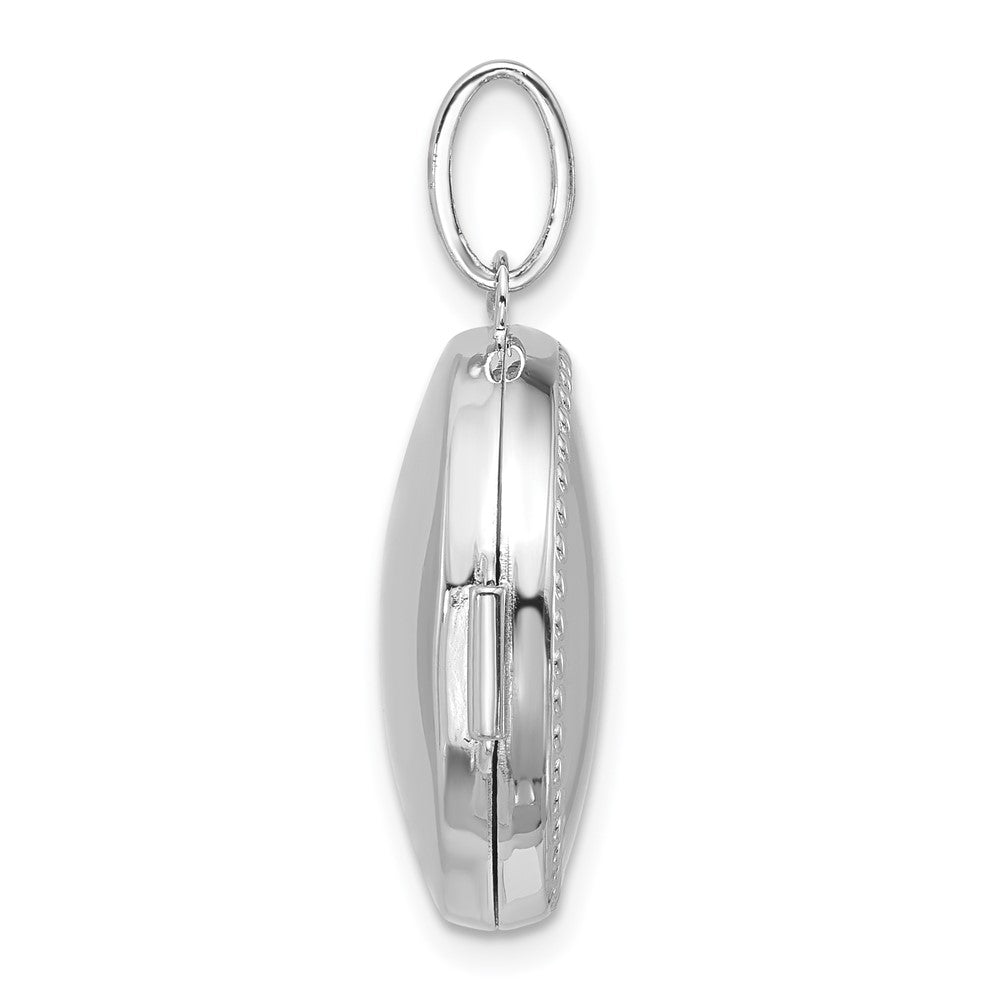 Sterling Silver Rhodium-plated Polished with Border 20mm Round Locket