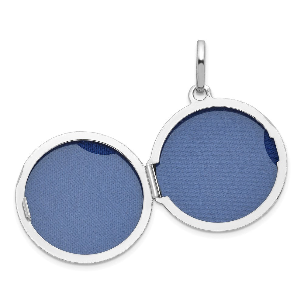 Sterling Silver Rhodium-plated Polished with Border 20mm Round Locket