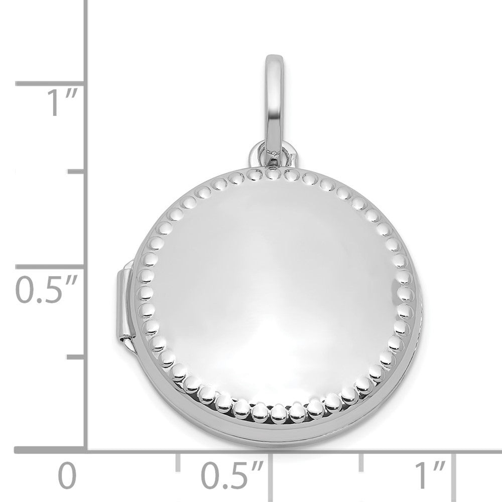 Sterling Silver Rhodium-plated Polished with Border 20mm Round Locket