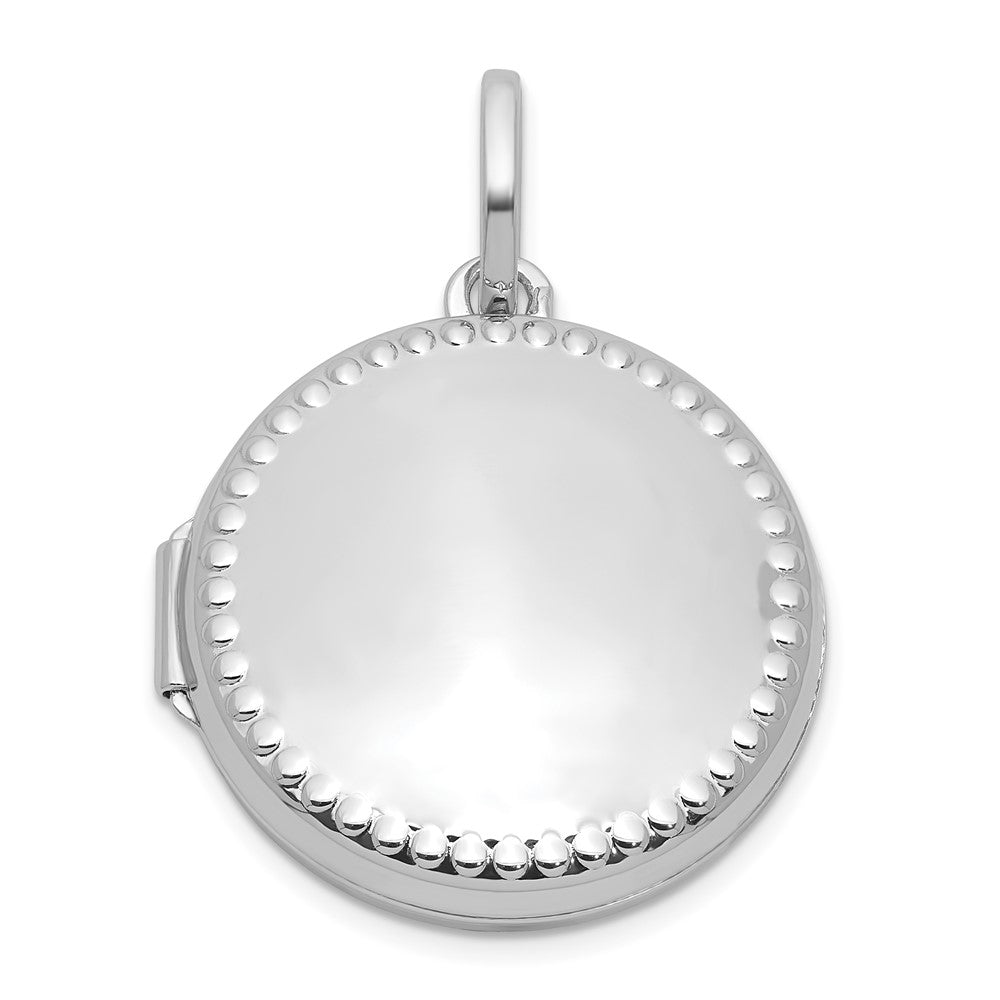 Sterling Silver Rhodium-plated Polished with Border 20mm Round Locket