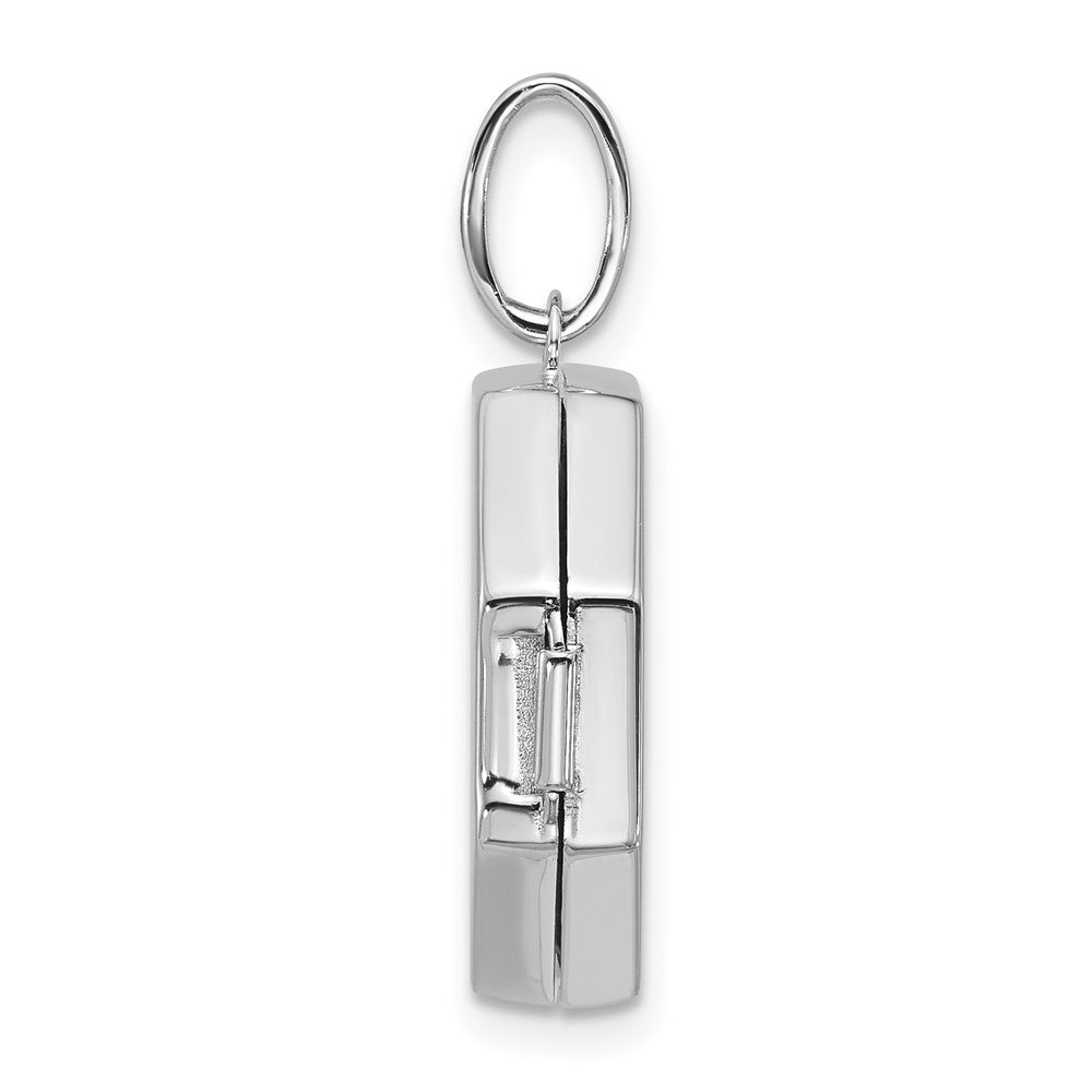 Sterling Silver RH-plated Diamond with Star 18mm Octagon Shaped Locket