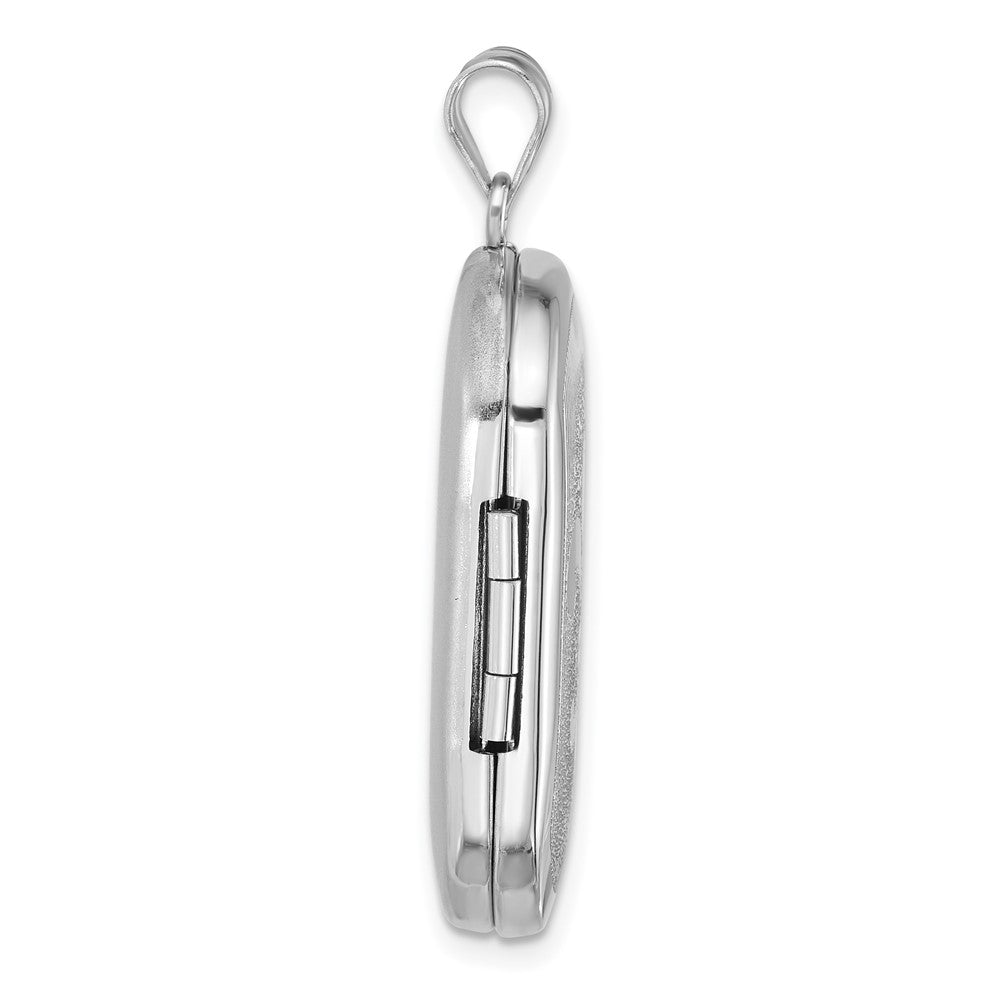 SS RH-pl Brushed And Polished Fleur De Lis 20mm Rectangle Locket