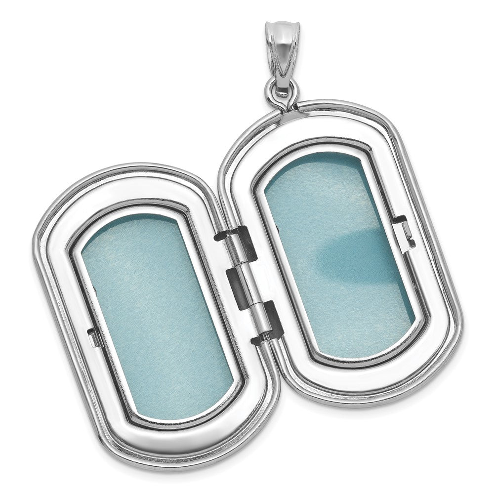 SS RH-pl Brushed And Polished Fleur De Lis 20mm Rectangle Locket