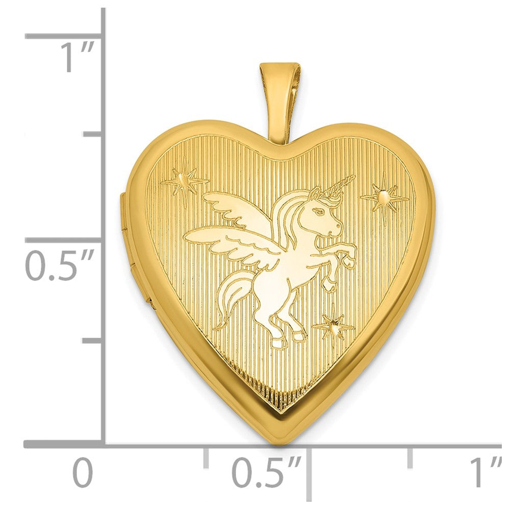 Sterling Silver Gold-plt Brushed / Polished Unicorn/Alicorn 20mm Heart Lock