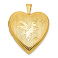 Sterling Silver Gold-plt Brushed / Polished Unicorn/Alicorn 20mm Heart Lock