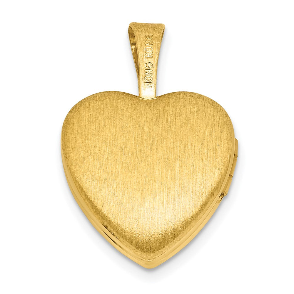 Sterling Silver Gold-plated Brushed And Polished Stars 12mm Heart Locket