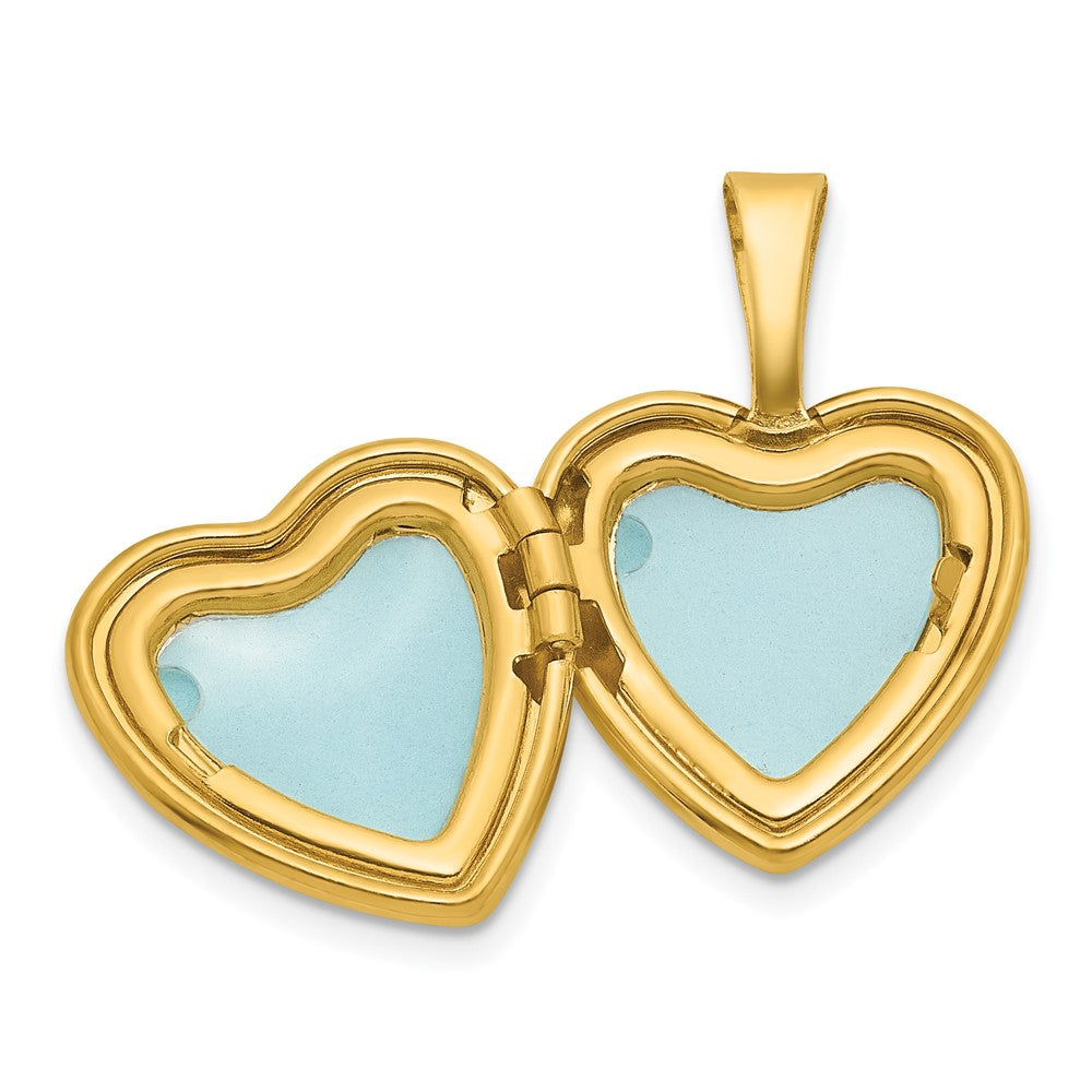 Sterling Silver Gold-plated Brushed And Polished Stars 12mm Heart Locket