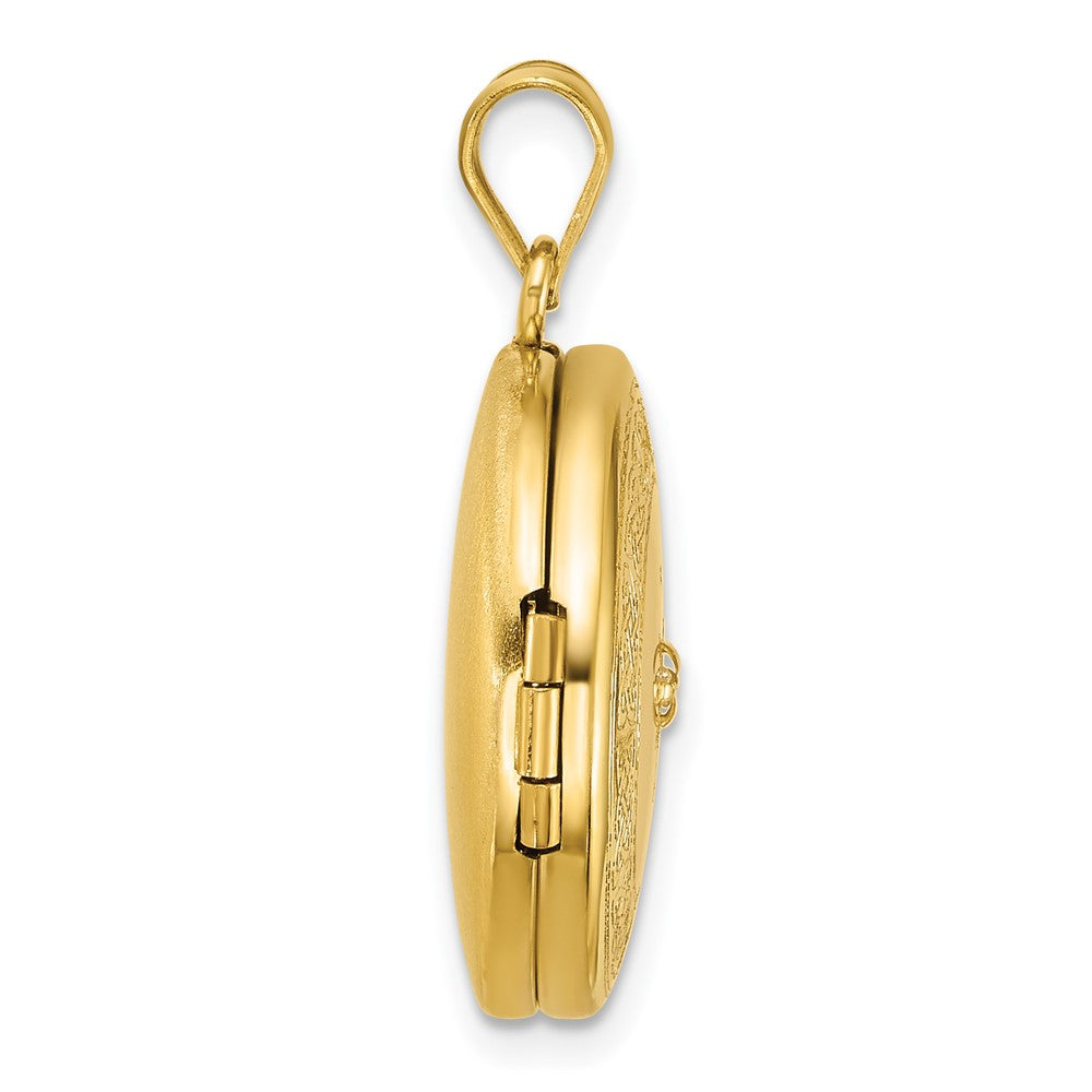 SS Gold-plated Brushed And Polished Diamond 20mm Round Locket