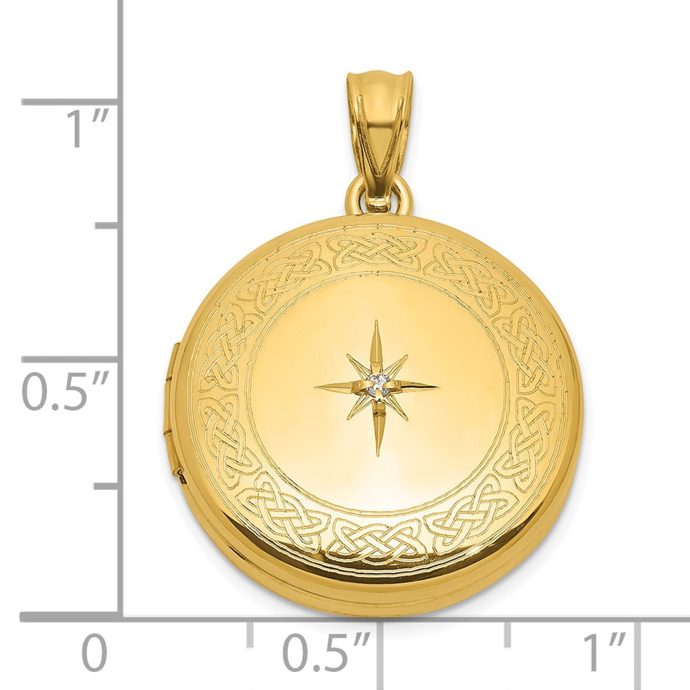 SS Gold-plated Brushed And Polished Diamond 20mm Round Locket
