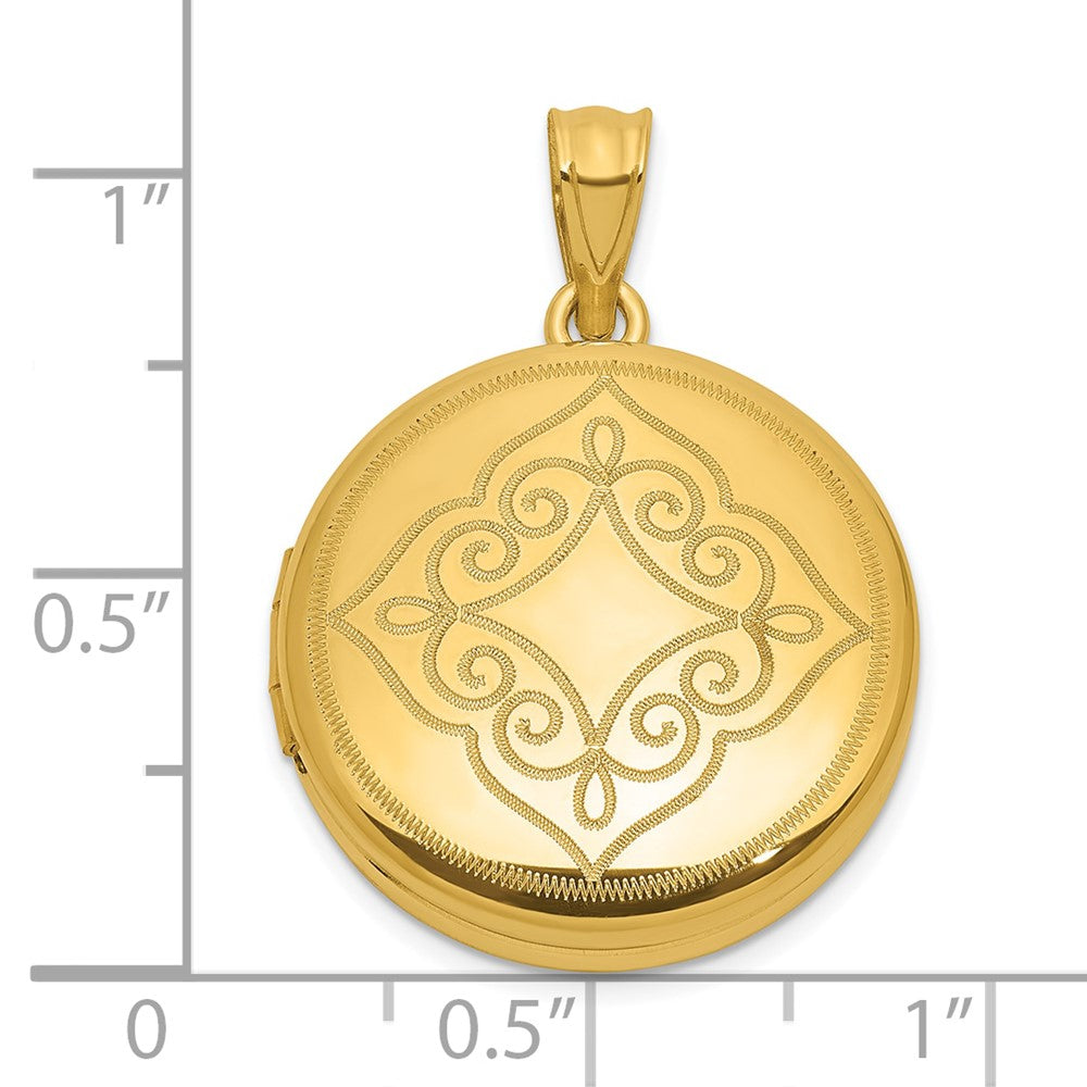 SS Gold-plated Brushed And Polished Fancy Design 20mm Round Locket