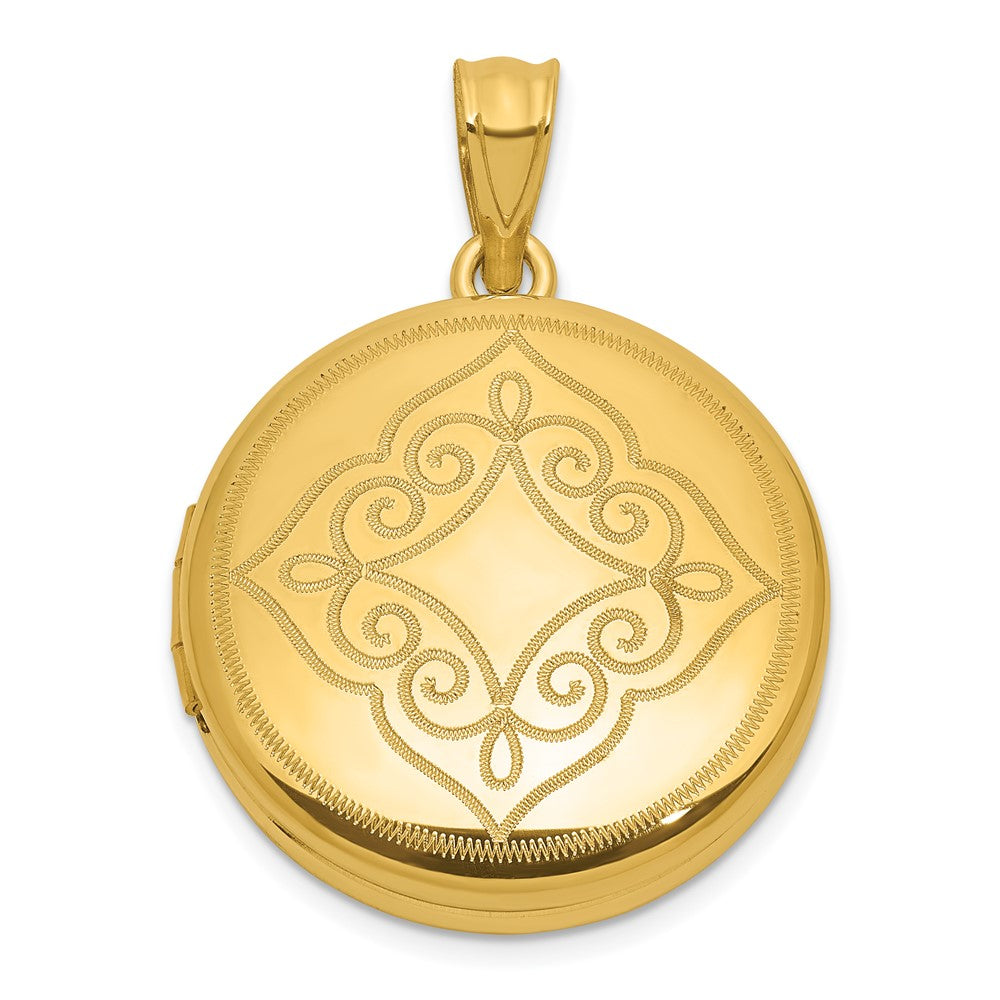 SS Gold-plated Brushed And Polished Fancy Design 20mm Round Locket