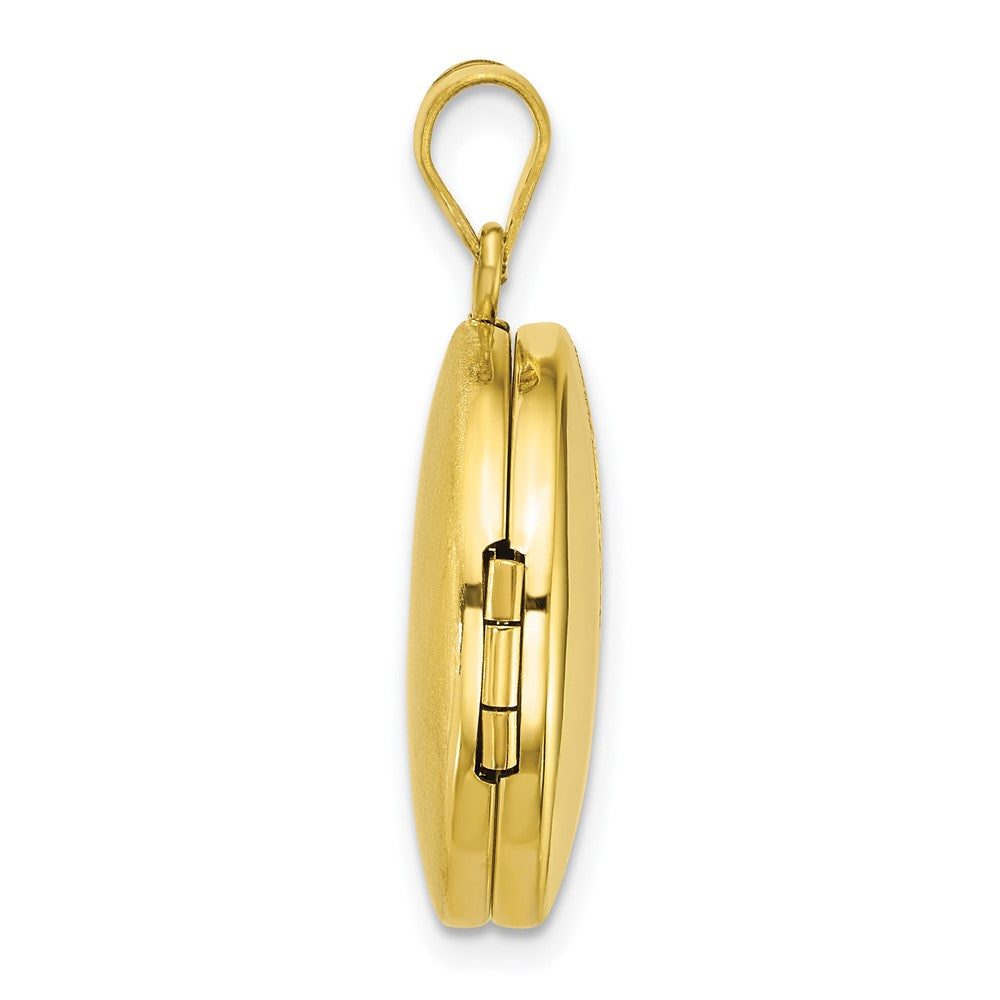 SS Gold-plated Brushed And Polished Paw Print 20mm Round Locket