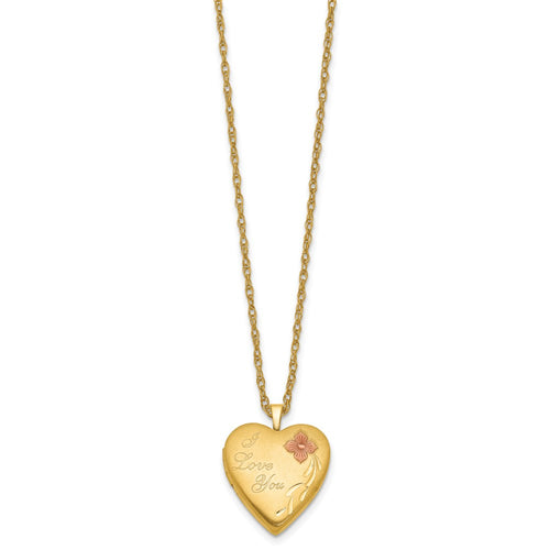 1/20 14K Gold Filled 20mm Enameled I Love You Heart Locket Necklace