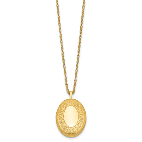 1/20 14K Gold Filled 26mm Leaf Border Oval Locket Necklace