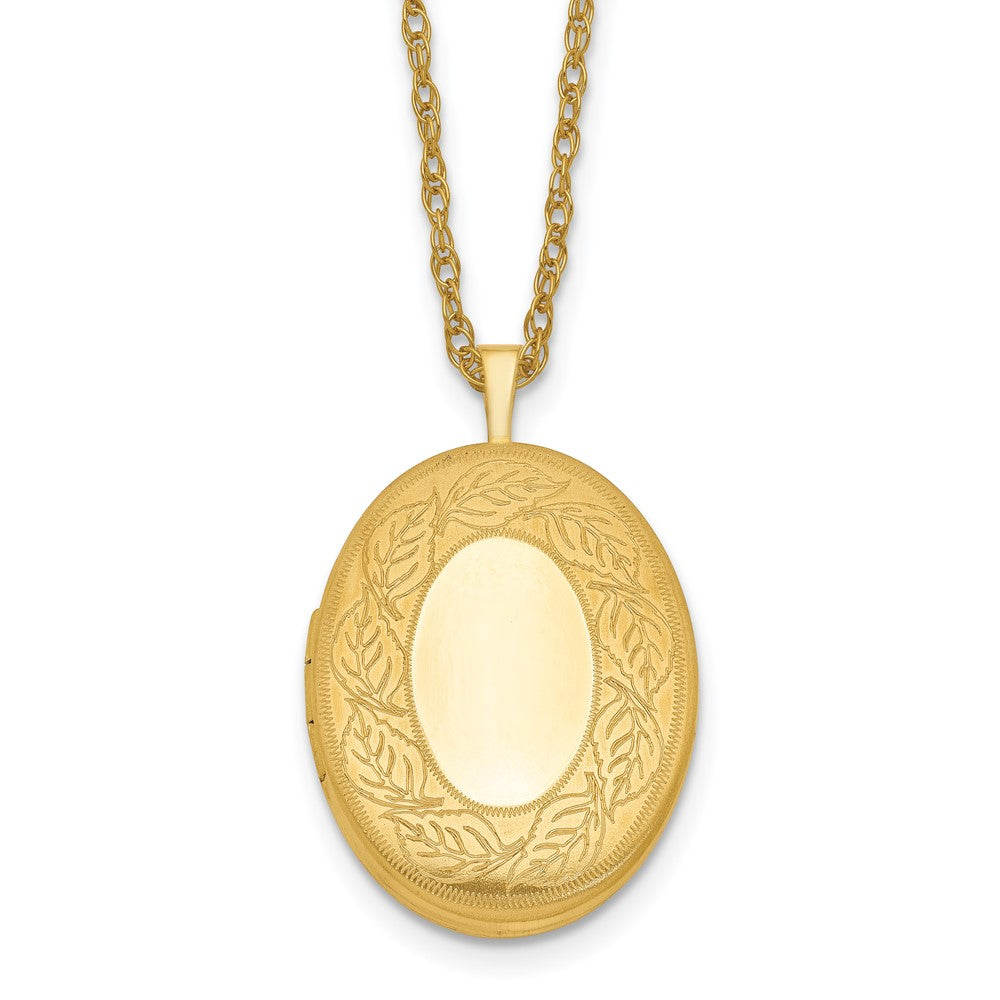 1/20 14K Gold Filled 26mm Leaf Border Oval Locket Necklace
