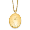 1/20 14K Gold Filled 26mm Diamond in Heart Oval Locket Necklace