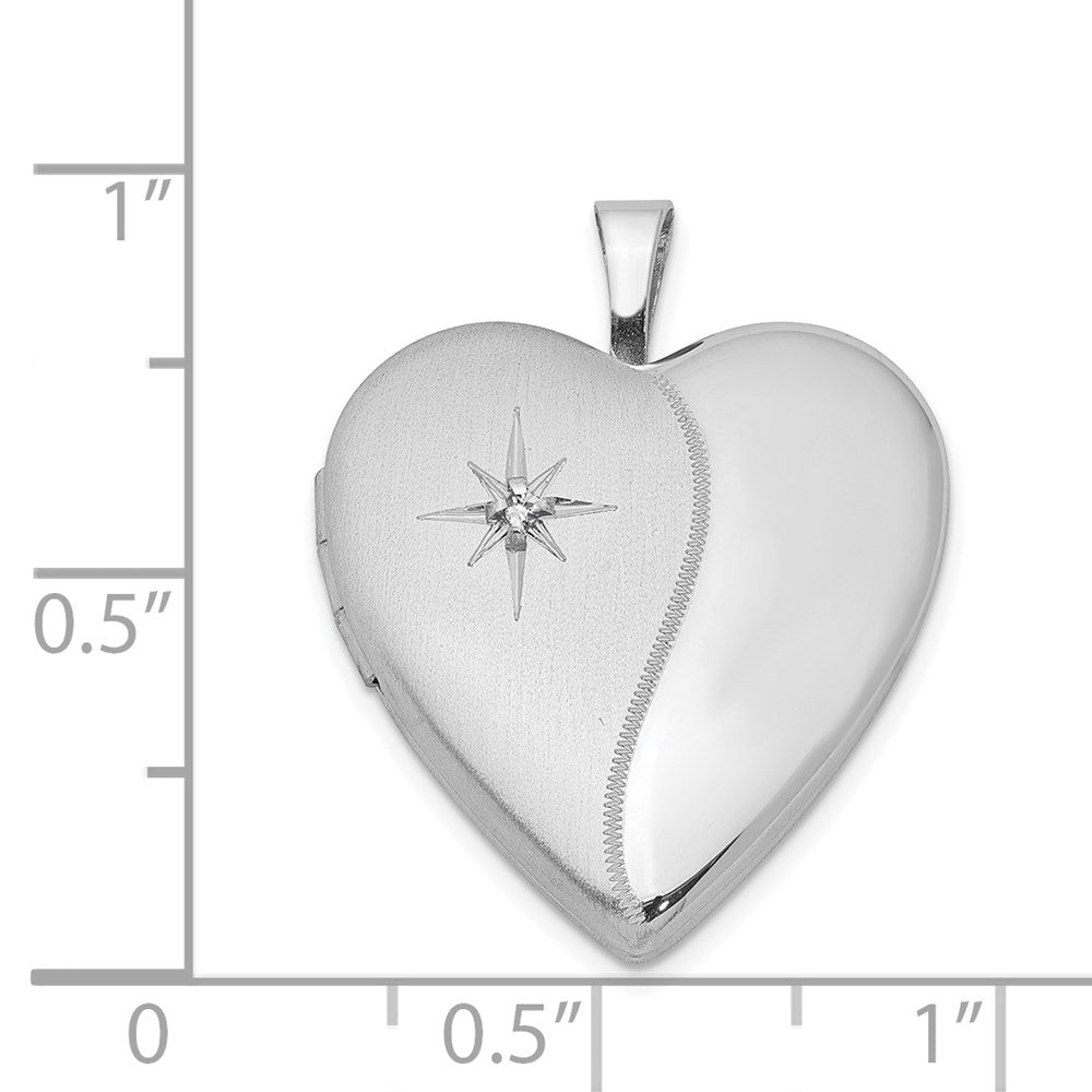 Sterling Silver Rhodium-plated 20mm with Diamond Star Heart Locket